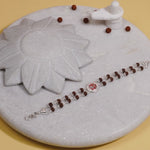 Rudraksha Silver Om in Round Shape Double Line Bracelet