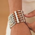 Rudraksha Silver Shiva Brooch Six Lines Bracelet