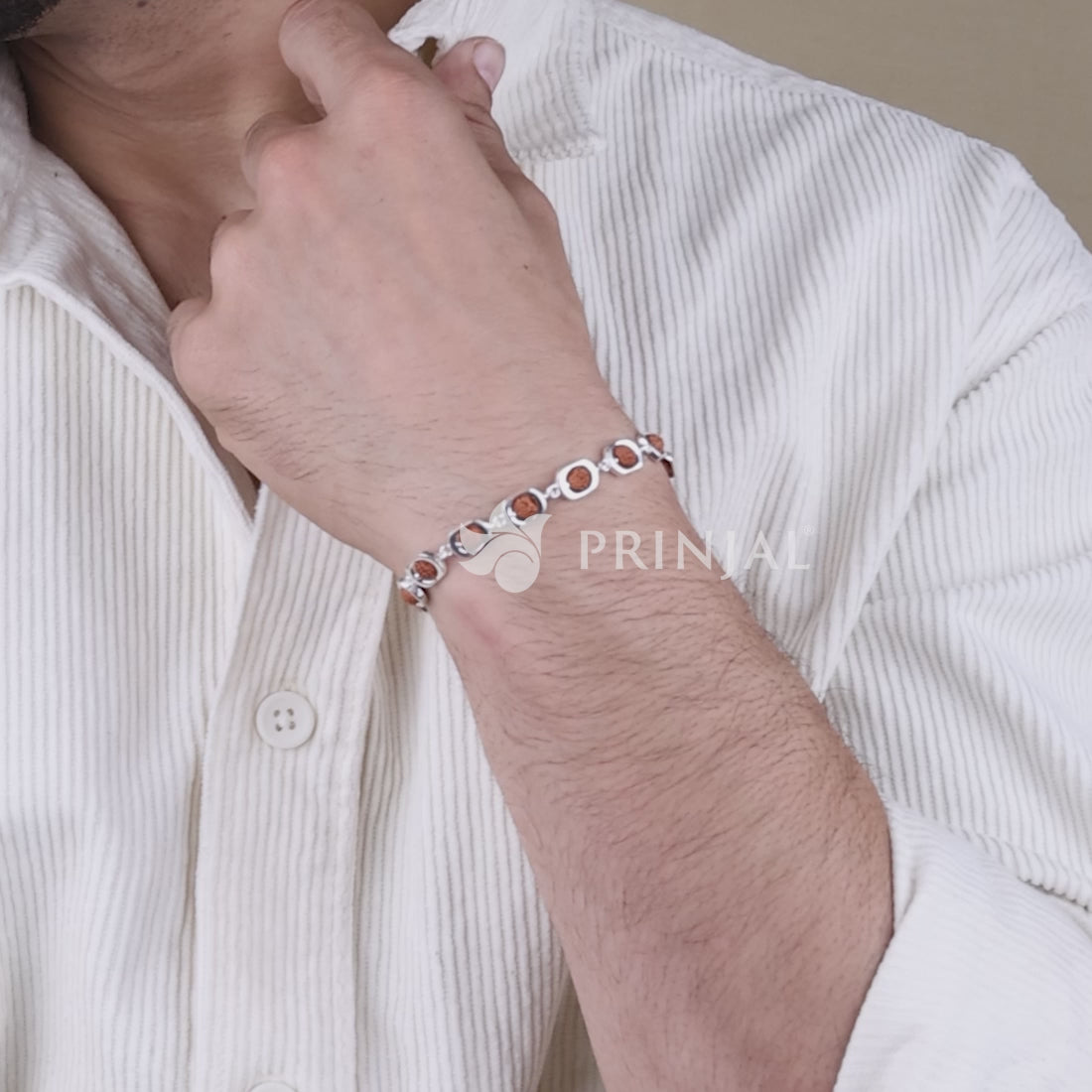 Rudraksha Silver Round Orbit Bracelet