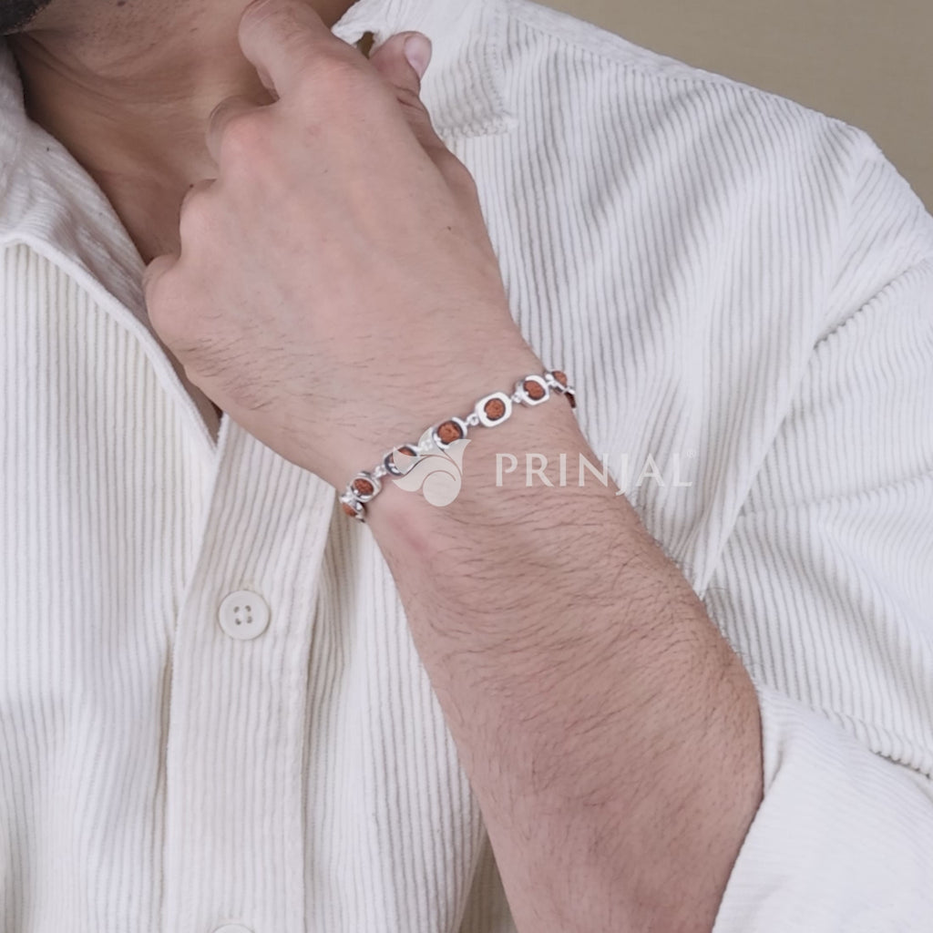 Rudraksha Silver Round Orbit Bracelet