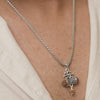 Rudraksha Damru & Lord Shiva Third Eye Pendant with Silver Chain