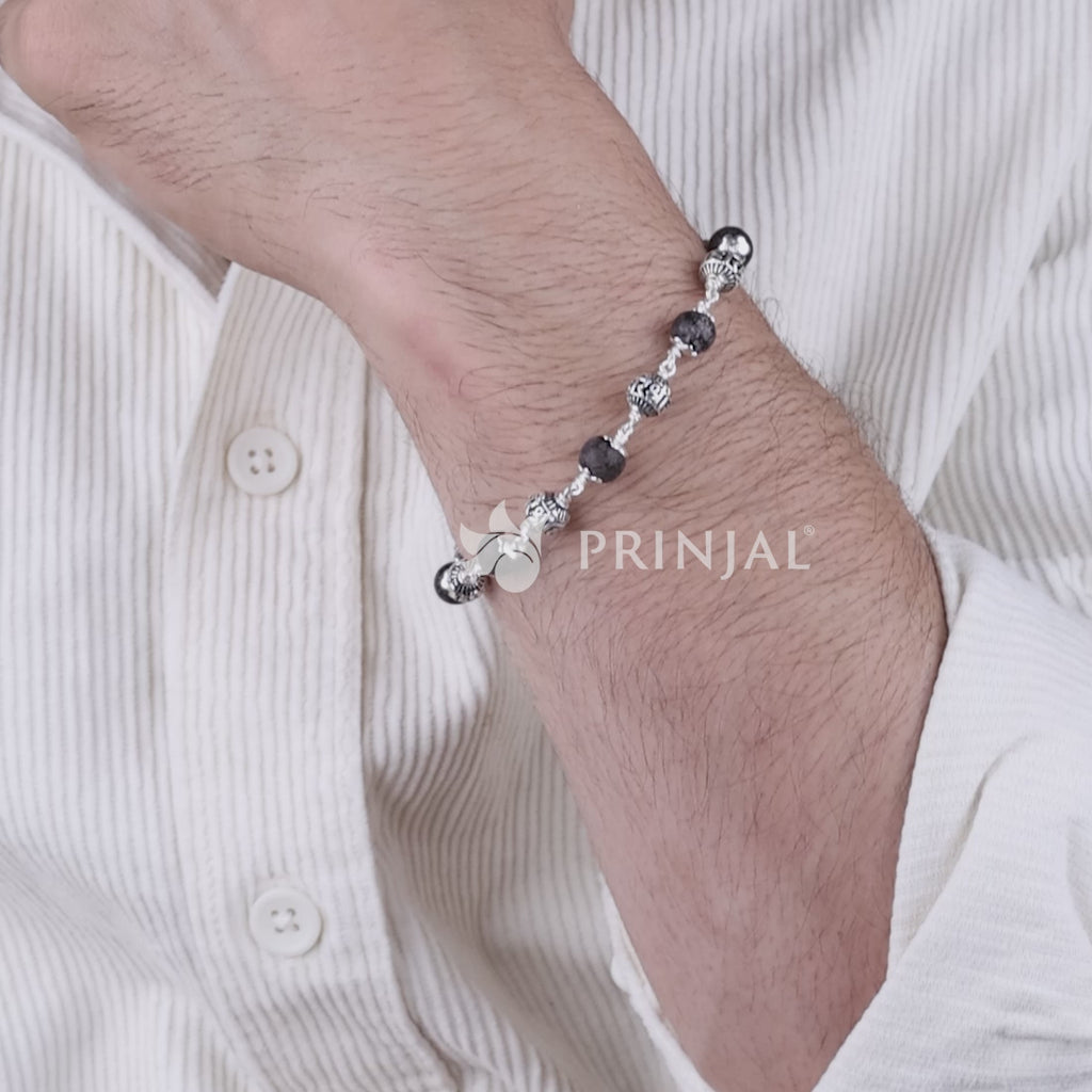 Karungali with Shree Hari Silver Bracelet