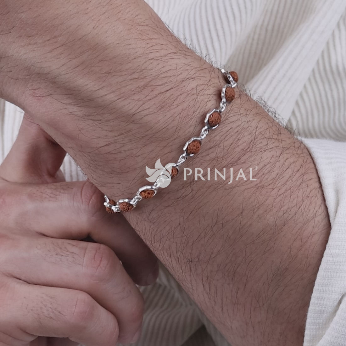 Rudraksha Silver Star Frame Beads Bracelet