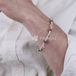 Rudraksha with Sphatik Diamond Cut Beads Silver Bracelet