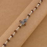 Rudraksha Silver Om Trishul Bracelet