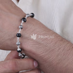 Karungali Silver Oval Beads Bracelet
