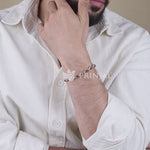 Rudraksha Silver Round Frame Bracelet