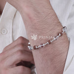 Rudraksha with Sphatik Diamond Cut Beads Silver Bracelet