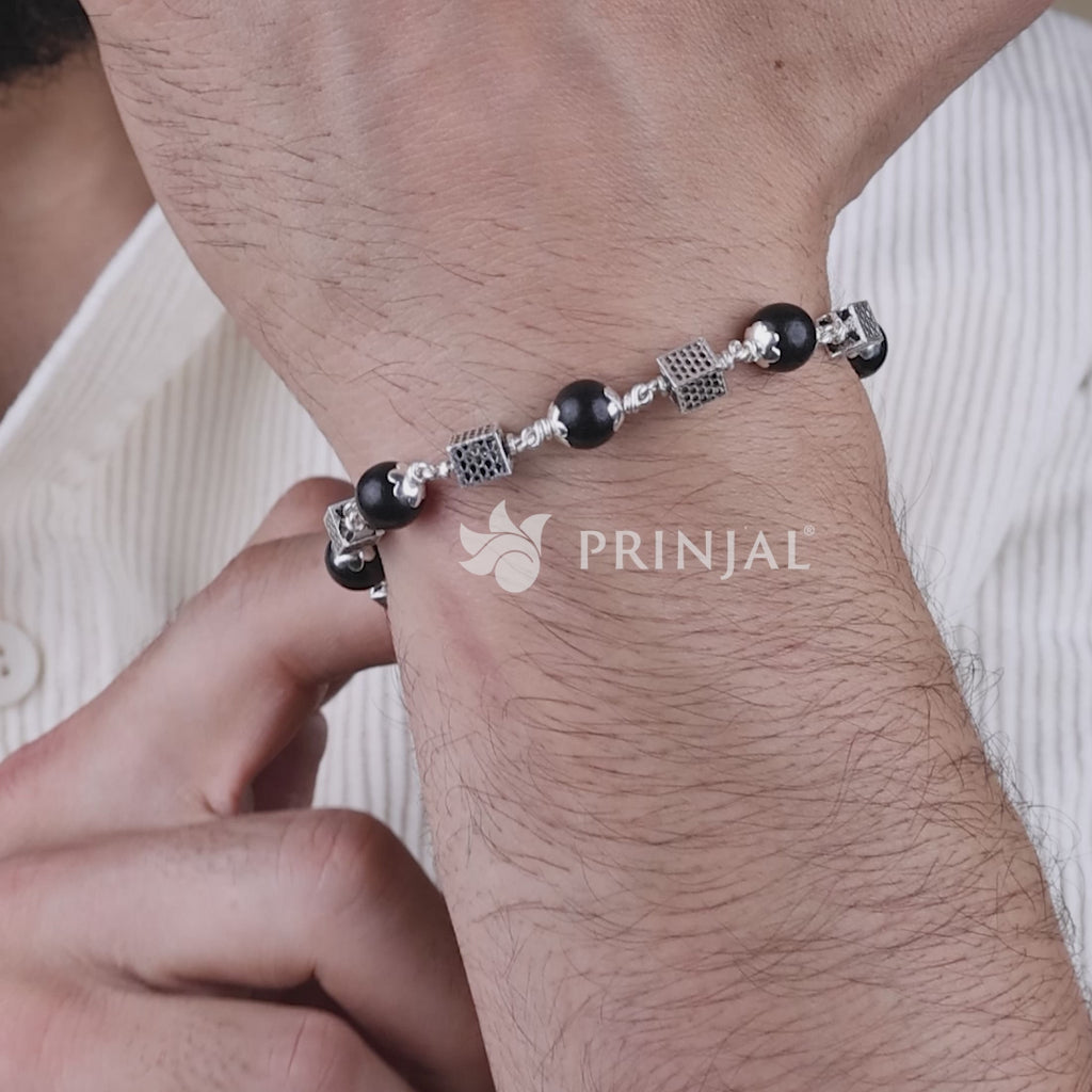 Karungali with Square Silver Bracelet