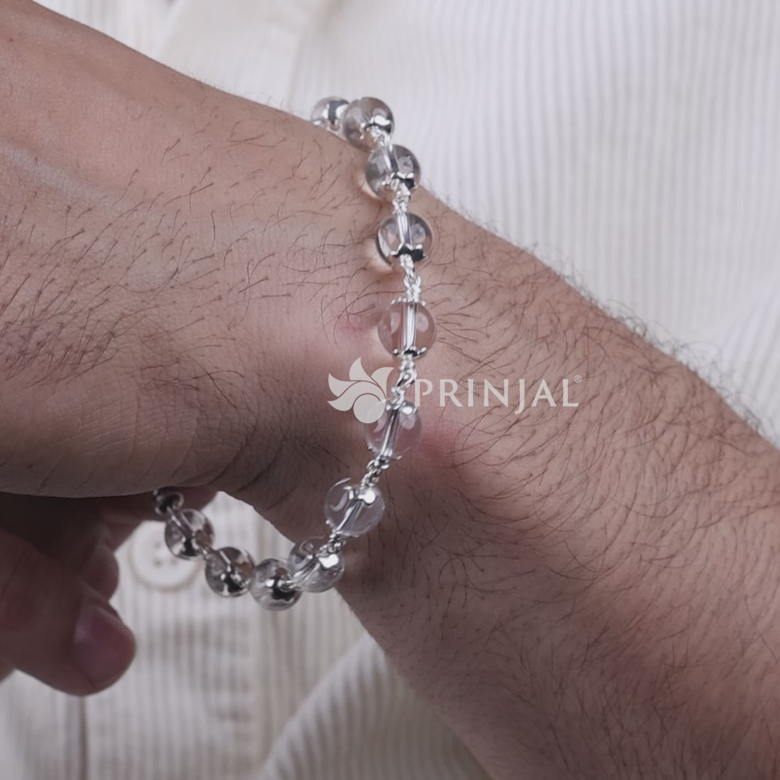 Sphatik Bead Silver Bracelet