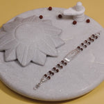 Rudraksha Silver Star Symbol double line Bracelet