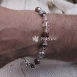 Rudraksha with Sphatik Diamond Cut and Om Silver Beads Bracelet