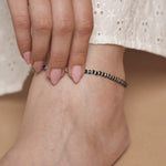 Real Black beads silver Anklets for women