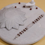 Rudraksha Silver Bracelet with Jaguar Square Shape Double Line
