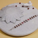 Rudraksha Silver Two Om double Line Bracelet