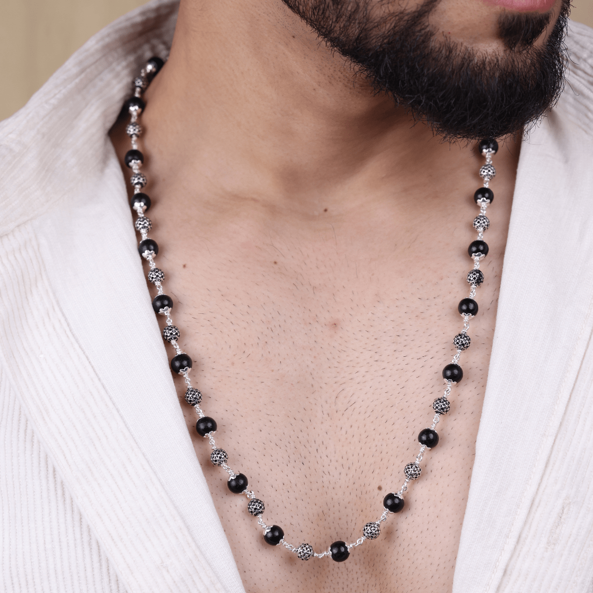 Orignal Karungali Silver Mala with Round Beads
