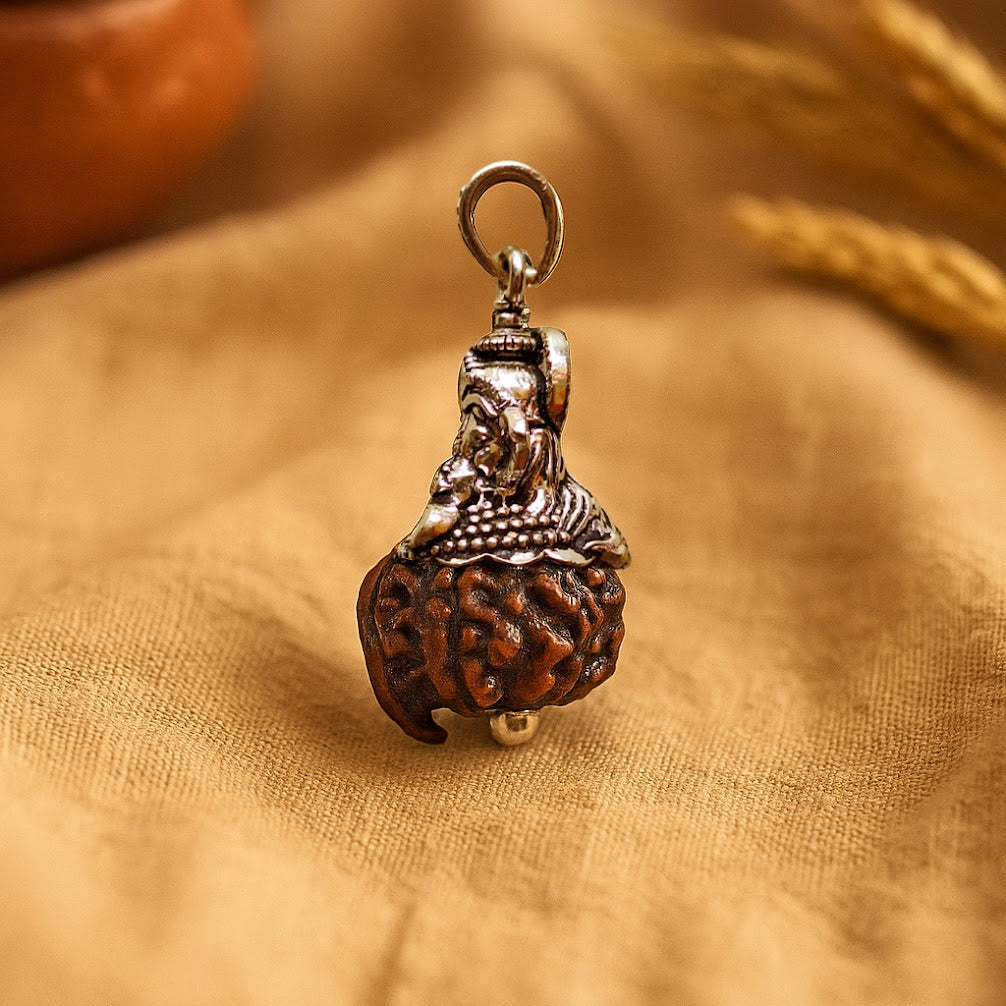 Ganesh Mukhi Rudraksha Pendant in Silver – Prinjal Jewels